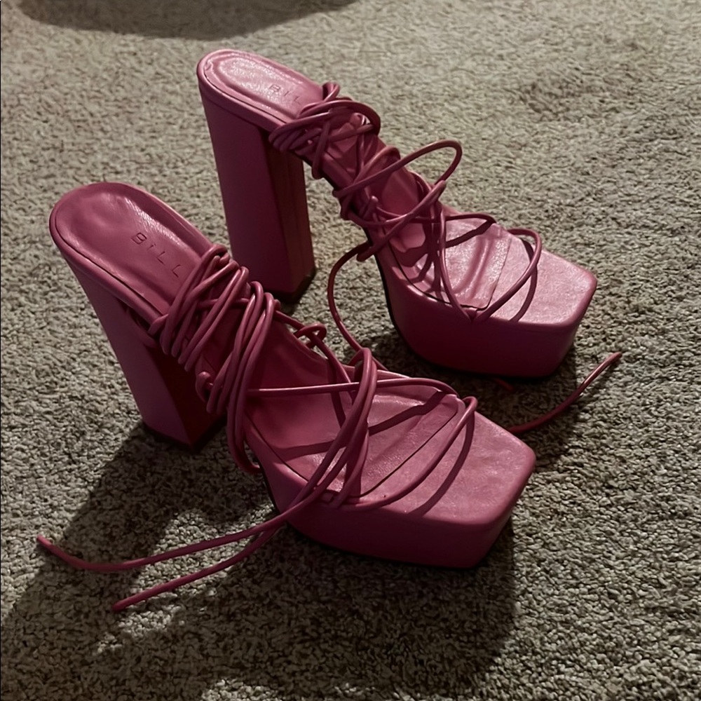 Buddy Love Pink High Heels with Strappy Design and Platform Sole